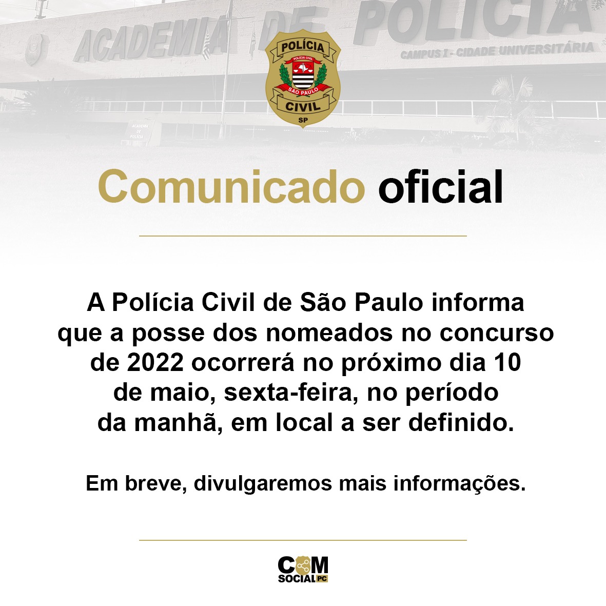 Comunicado urgente 🚨 #pcsp #PoliciaCivil #Urgente #Acadepol #Concurso