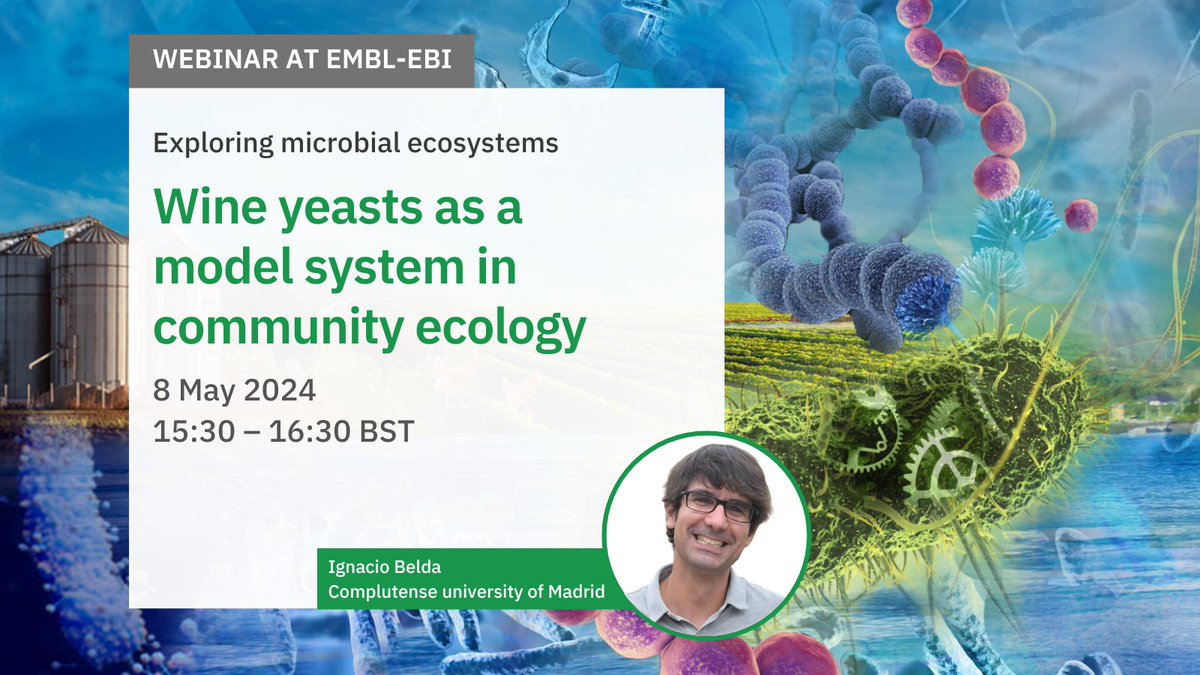 There’s still time to join tomorrow’s #webinar with @nacho_belda to discover engineering yeast for wine #fermentation, as a model for improving microbiome-based industrial processes. Registration is free but essential: ebi.ac.uk/training/event… #DataScience #Bioengineering