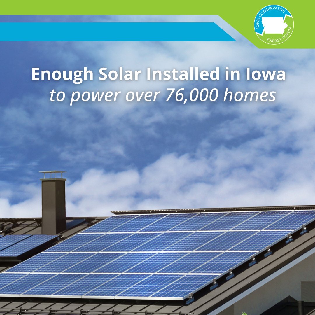 Did you know? There is enough solar installed in Iowa to power over 76,000 homes without sacrificing our energy independence. #Renewableenergy