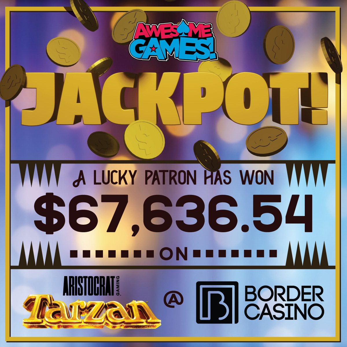 GamingCapitalG1's tweet photo. 🎉 Big news! 🎉 
A lucky patron just struck gold at Border Casino! Huge congrats on your incredible win!
#BorderCasino #JackpotWinner #BigWin #OklahomaGaming #AristocratGaming https://t.co/7n58YRGt8G