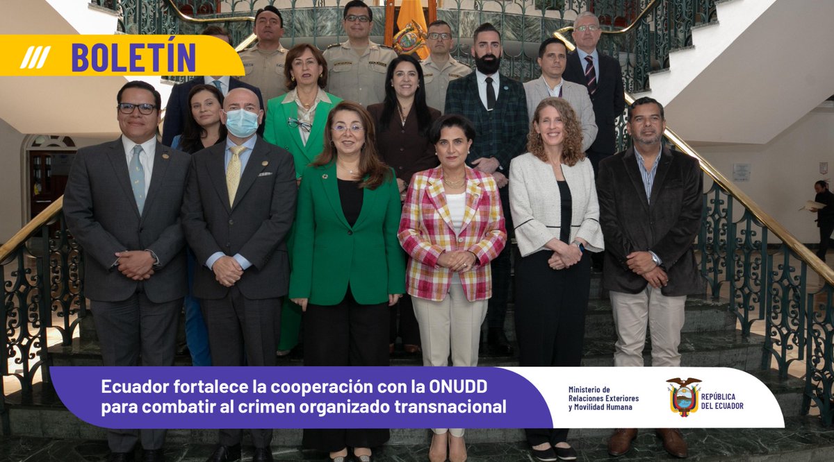 BOLETÍN | Ecuador recibió la visita de la directora ejecutiva de la @ONUDC, @GhadaFathiWaly, para fortalecer la cooperación multilateral para el combate del crimen organizado transnacional. Detalles 📰➡️ bit.ly/3JPX6Kz #CancilleríaXSeguridad #ElNuevoEcuador