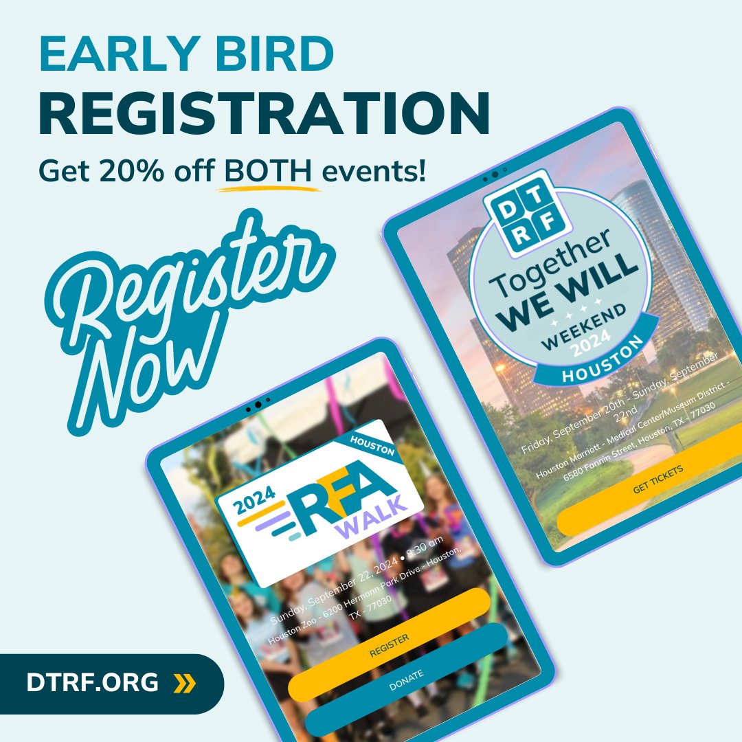 📣 Don't fogret early bird registration is OPEN for the DTRF Int'l Research Workshop on 9/20. Register by May 14th and use code TWWHOUSTON20 to save 20%. Details and hotel information: bit.ly/2024tww #togetherwewillweekend2024 #DTRF #RFA #desmoid #desmoidresearch #RFA24