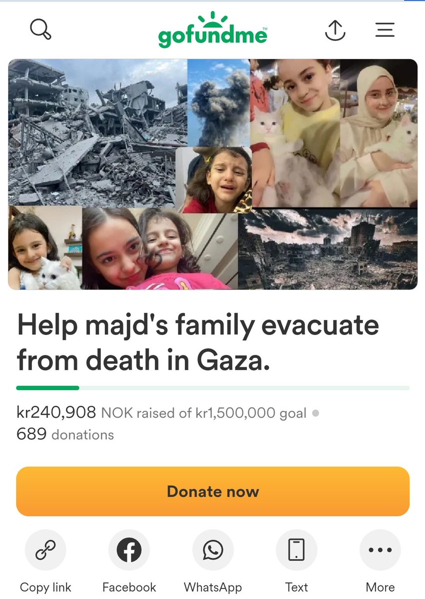 Now we're in Rafah and there's no place to go. Help a Gazen family to Evacuate Gaza strip and survived from the worst. Every dollar can save us from the GENOCIDE. PLEASE KEEP donating/quoting/ sharing my campaign. It's can make a difference for my family. gofund.me/f03db7eb