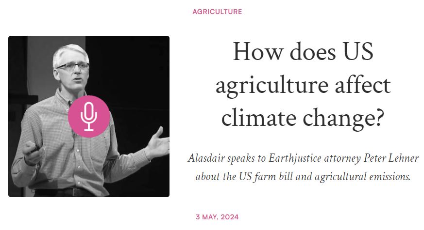 Earthjustice attorney, @p_lehner joins @LandClimate🎙️ to discuss #FarmBill, industrial agriculture's massive greenhouse gas emissions, sustainable ag practices, & the influence agrochemical lobbies have on agriculture across America. ejus.tc/4a8HsVd