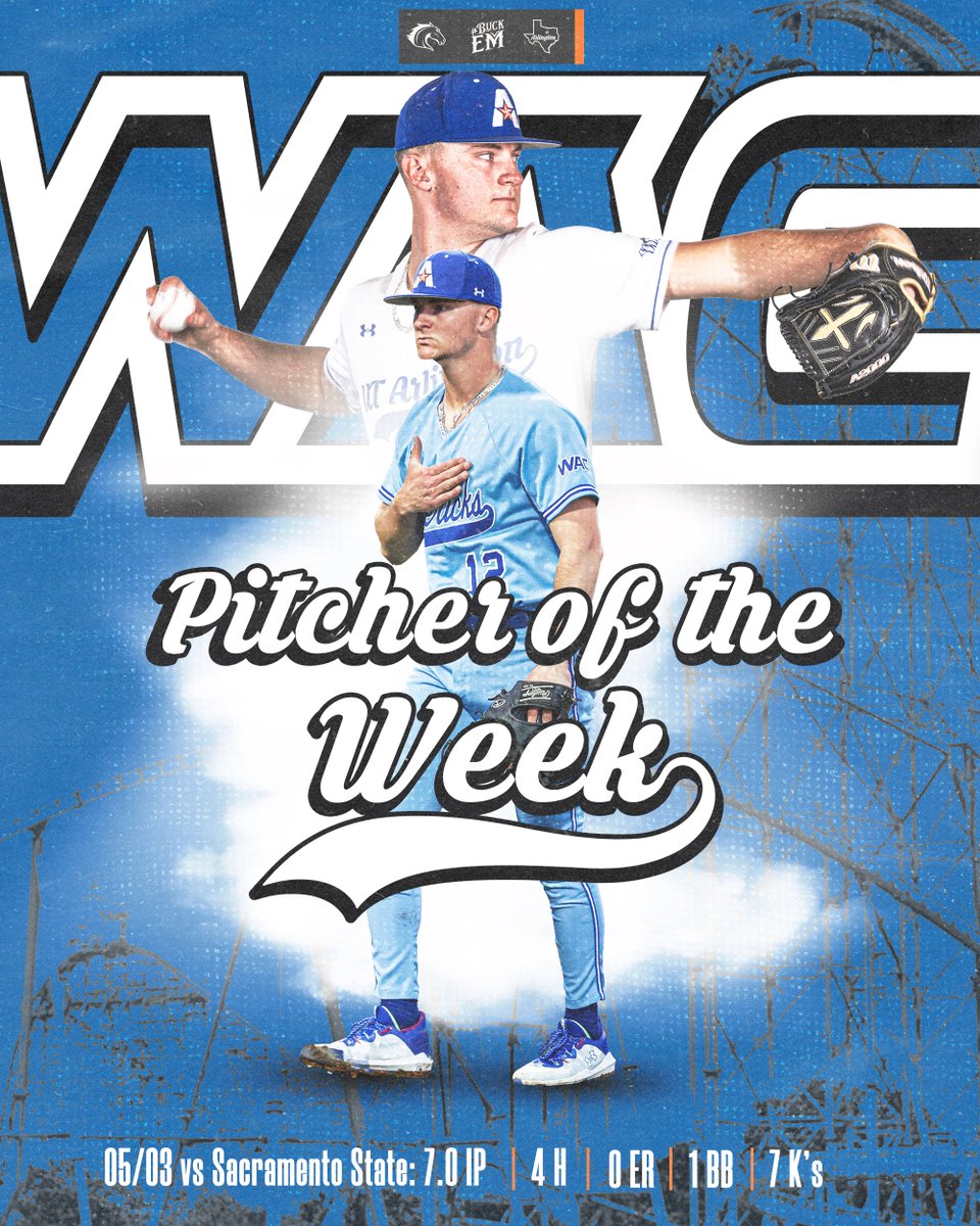 UTAMavsBSB's tweet photo. HE'S A DAWG😤

Congrats to @zachnorris12 for winning his 2nd @WACsports Pitcher Of The Week🙌

#BuckEm🐎 https://t.co/Hf0NSc9fLF
