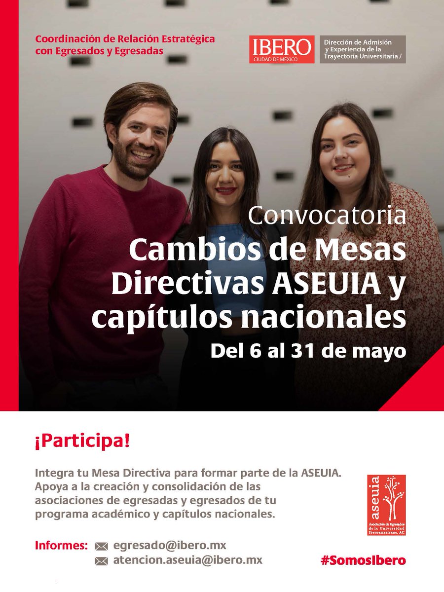 #Convocatoria 🐺🐾 Participa en el proceso para conformar las nuevas mesas directivas de los programas de Licenciatura y Posgrado, de la Asociación de Egresadxs (@aseuiaibero) y de los Capítulos Nacionales.