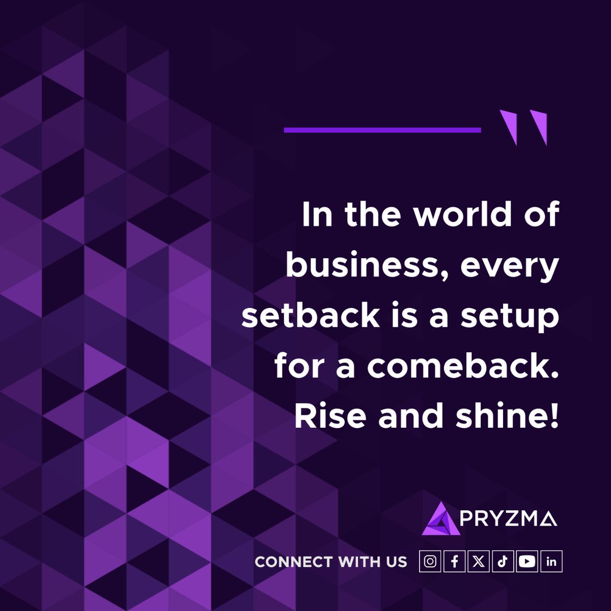 Don't let setbacks dim your shine. In business, every setback is a stepping stone to success. Contact Pryzma to help you with your comeback.

#ecommerce #ecommercebusiness #businessmotivation #amazonfba #amazonseller #ebayseller #walmartseller #pryzma