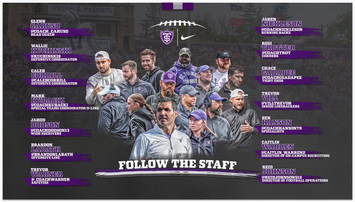 …..coming to a town & HS near you 🎯 excited to have Coaches On The Road @UofStThomasMN 🚙 🚂 ✈️ 🚌 👣 #Pa25ion ⚔️ @UofStThomasMN 🟣⚪️⚫️