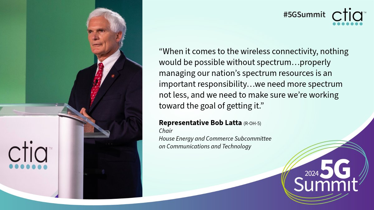 At the #5GSummit, on wireless leadership and spectrum allocation, @HouseCommerce Chair, @boblatta, shares that 'The United States should be leading and never following.'