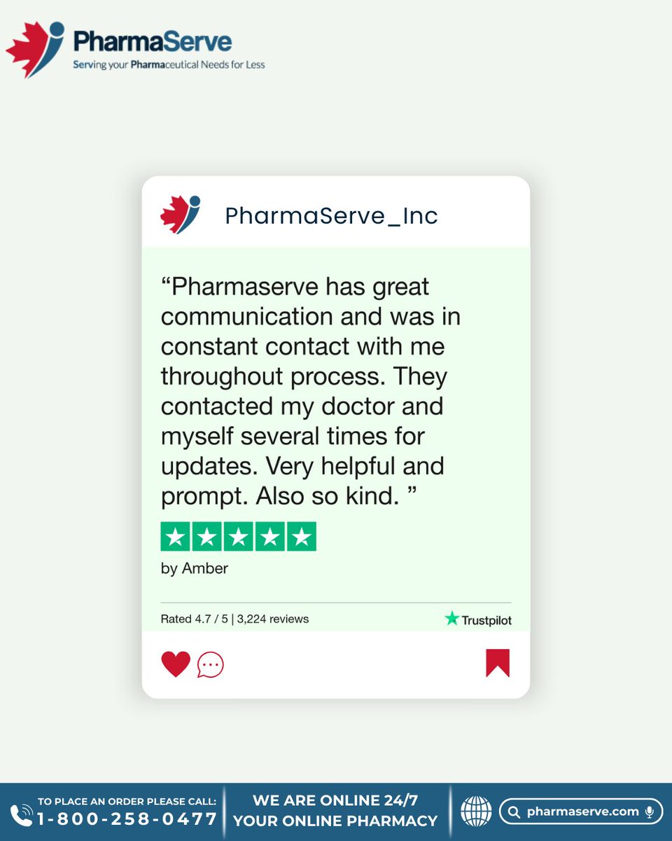 PharmaServe: Your 24/7 pharmacy solution! 💊

Access meds anytime online and earn up to 3% cashback with MPB Rewards! 💰

Join us for exclusive deals! 🚀✨

#pharmaserve #OnlinePharmacy #trustpilot #canada #customer #customersatisfied #customersatisfaction #customerservice