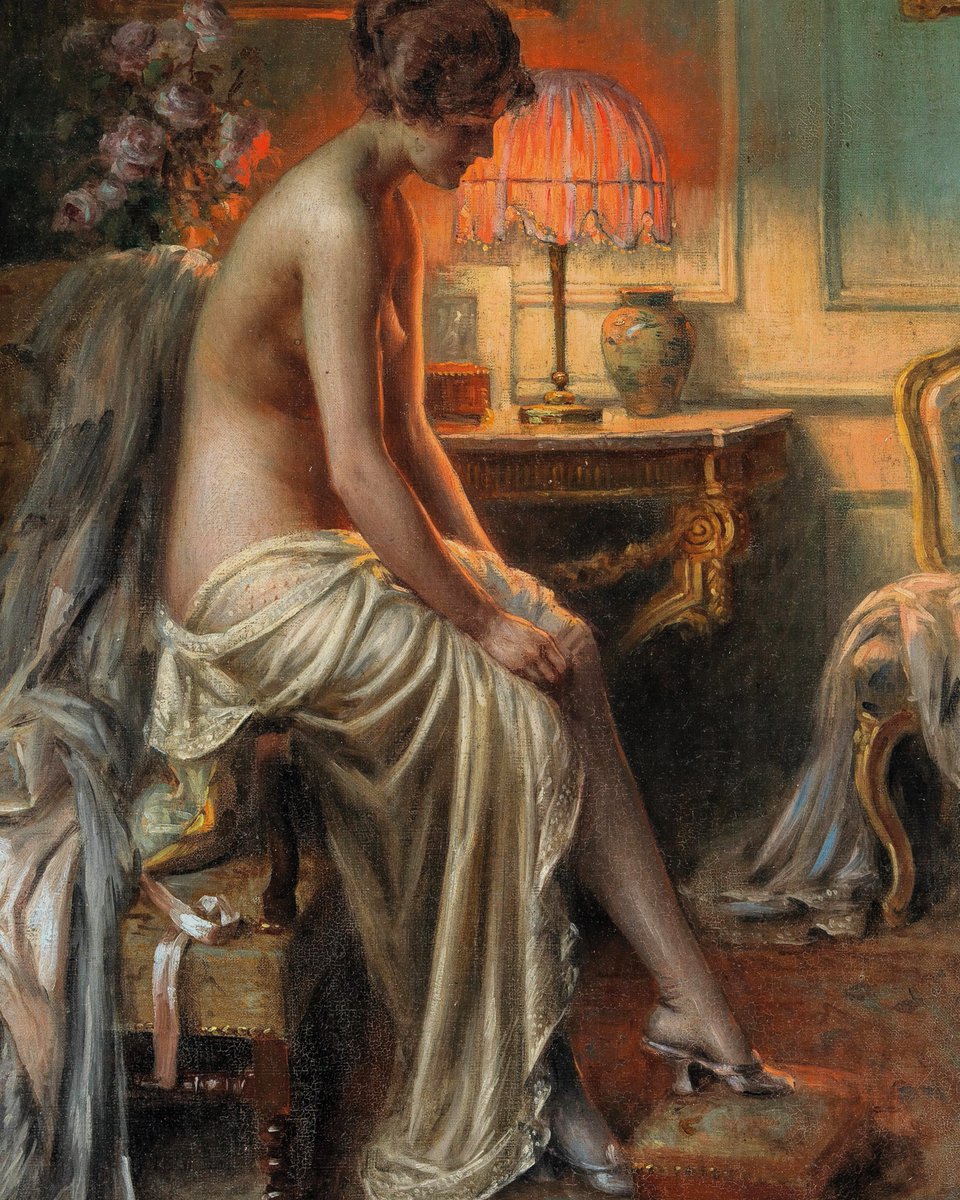 🌹💜🌹 'We are not placed on this earth to live up to the expectations of others, but rather to find and follow our own path.' - - - - Seneca. 🪶💜 A Lady in the Boudoir. Delphin Enjolras. (1857-1945)🖌️🌹 French Painter.