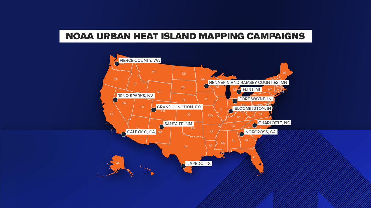 Urban heat island effect can be 15-20º warmer compared to nearby rural areas due to buildings, pavement, & surfaces that absorb & retain heat.

A 'heat mapping' campaign led by UNC Charlotte is working to mitigate the impact & they are looking for volunteers @wcnc