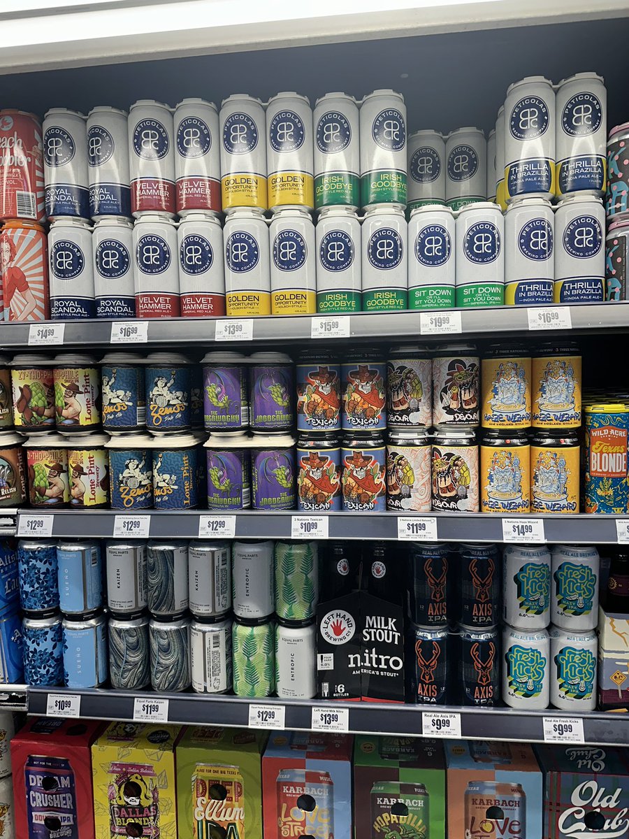 Saw this beer aisle Just fully stocked. Person 1 walks up and grabs Sit Down Makes a guy happy, you know?