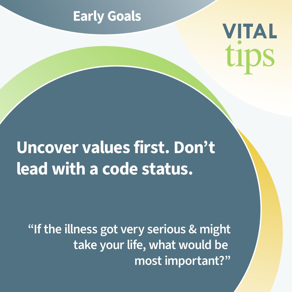 By prioritizing discussions about values, clinicians can ensure that treatment decisions align with what matters most to the patient. #VitalTalk #VitalTips #GoalsofCare #CommunicationTips