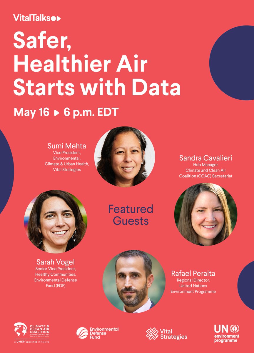 VitalStrat's tweet photo. Join our #VitalTalks event in Washington, D.C. How can we improve the quality of the air we breathe &amp; reduce air pollution? It starts with data. Attend our event to hear from experts from @VitalStrat, @EnvDefenseFund, @UNEP &amp; @CCACoalition.

Register now: https://t.co/NI5z5Ge37w https://t.co/HLTKjYl3ew