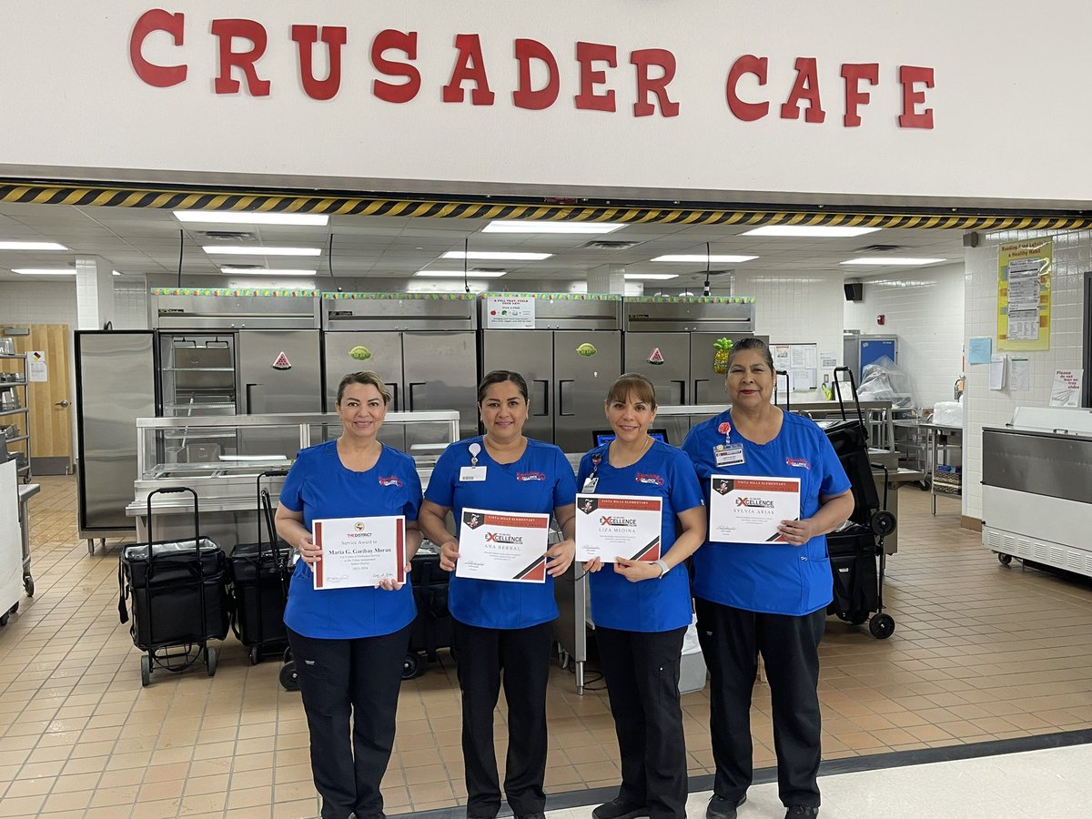 Our cafeteria team, led by Ms. Sylvia, deliver service excellence day in and day out! Our team ensures all Crusaders have delicious meals to keep them energized to learn! THANK YOU for everything you do ❤️🛡️🍗 🥗 🍊 🥕 #WeDeliverExcellence