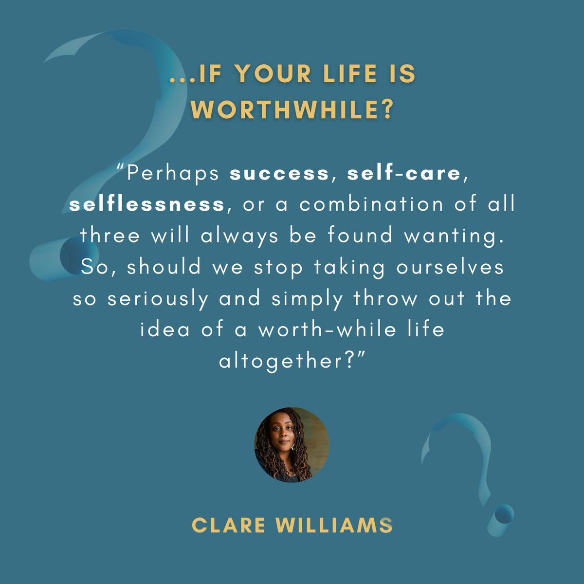 Have you ever wondered if your life is worthwhile? If there's more to life than success, self-care, or even selflessness? Check out buff.ly/3UpP7sx for this and other great spiritual conversation starters.