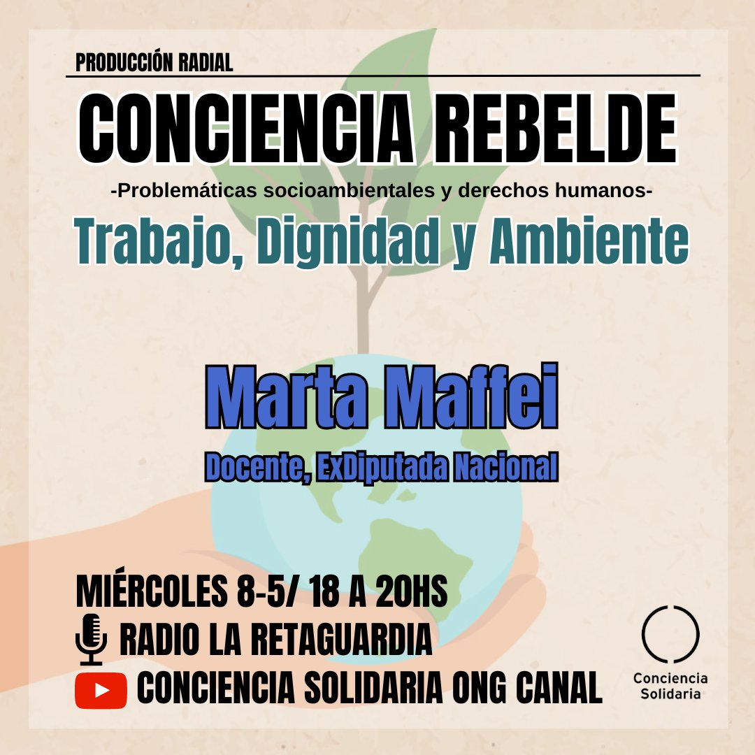 📻¡ 'CONCIENCIA REBELDE”!, el programa radial de la ONG Conciencia Solidaria de la Regional Buenos Aires. Vivo por el canal de YouTube de Conciencia Solidaria ONG: youtube.com/@concienciasol………………………… #ConcienciaSolidariaONG