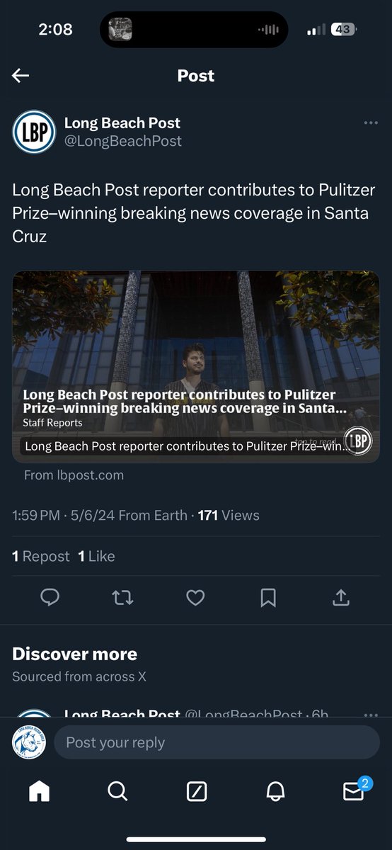 Winning a Pulitzer Prize is incredible and @FernandoAHaro and everyone at the @LookoutSCruz deserves their flowers. What’s also incredible is the @LongBeachPost trying to tout this win while not mentioning that Fernando is on a ULP strike with the rest of the @LBMGuild.