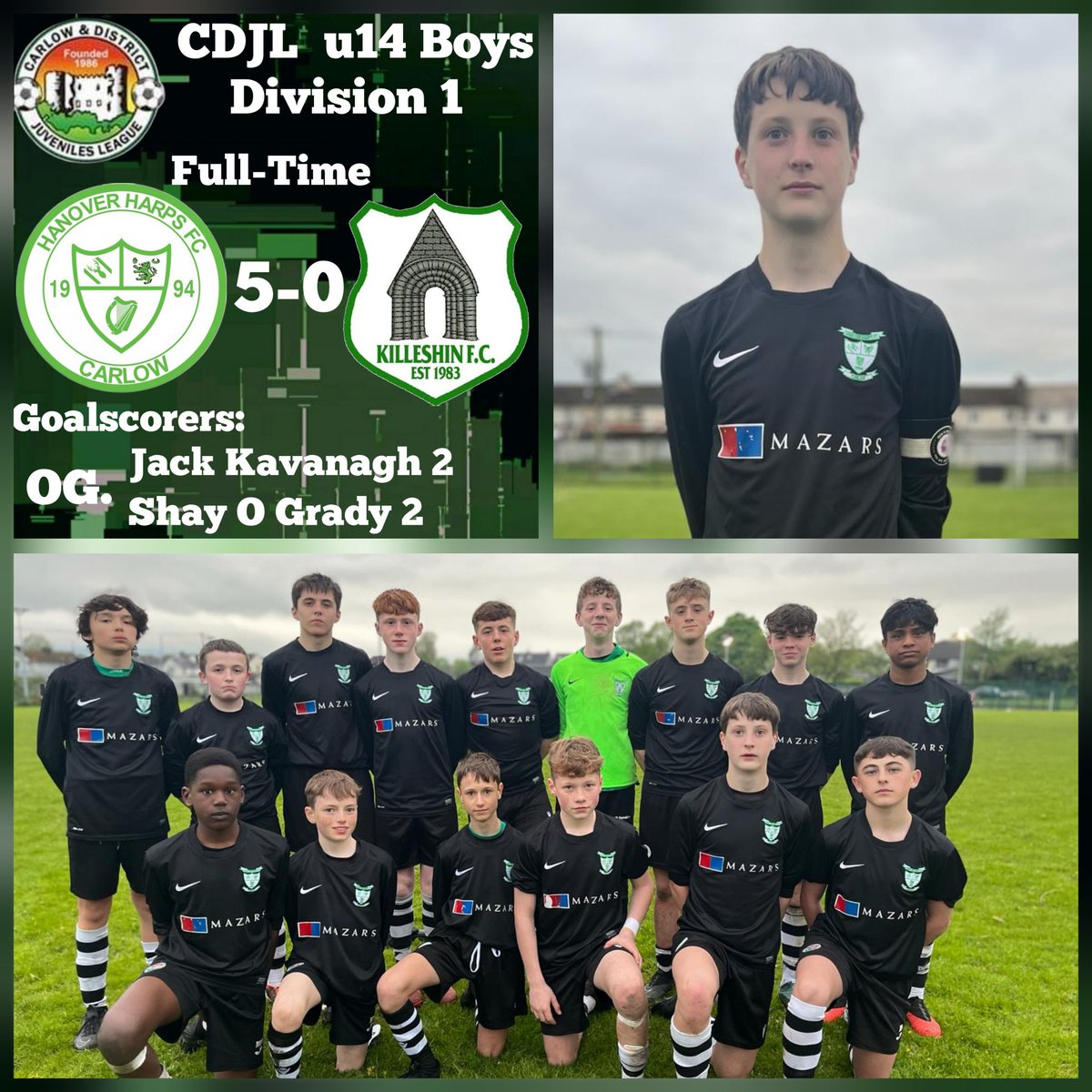 Hanover Harps u14 Div1 side overcame a tough Killeshin side tonight, Nathan Walsh was our @HeadInTheGameIE captain. @carlowjuvsoccer @FAICarlow @ActiveCarlow @Pres_Carlow @GCCCW1 @tyndall_college @cbscarlow @GrassrootsTTB @nuamanufacture @Carlow_Co_Co
