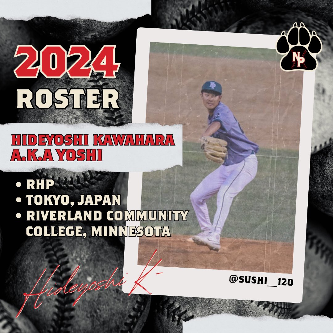 📣 ROSTER ANNOUNCEMENT 📣 Hideyoshi Kawahara a.k.a Yoshi, a new right-handed talent on the mound all the way from Tokyo, Japan! Practicing his skills at Riverland Community College and coming in hot with an ERA of 4.15 and 13 strikeouts in 34.2 innings! Let's welcome Yoshi!