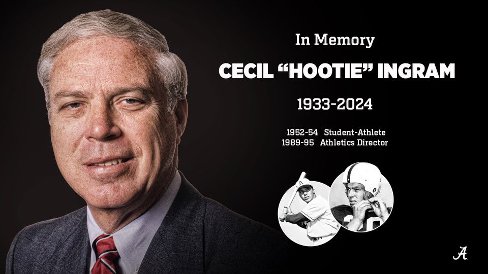 A decorated student-athlete and athletics administrator. Alabama mourns the passing of Cecil “Hootie” Ingram. Our thoughts and prayers go out to his family and friends.