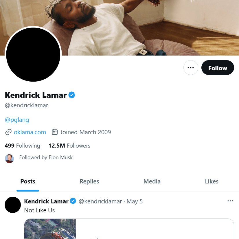 🆕 <a href="/elonmusk/">Elon Musk</a> has started following <a href="/kendricklamar/">Kendrick Lamar</a>
