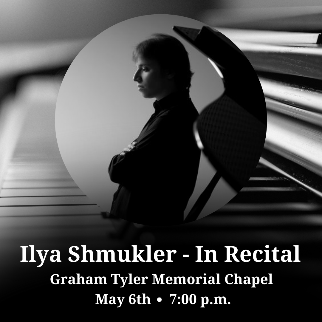 Join us this evening for another incredible performance from Ilya Shmukler! The show starts at 7:00 p.m. in the Graham Tyler Memorial Chapel -- we hope you will be in attendance for this extraordinary performance park.libcal.com/event/12361027 
-

#parkicm #parkproud #studentrecitals