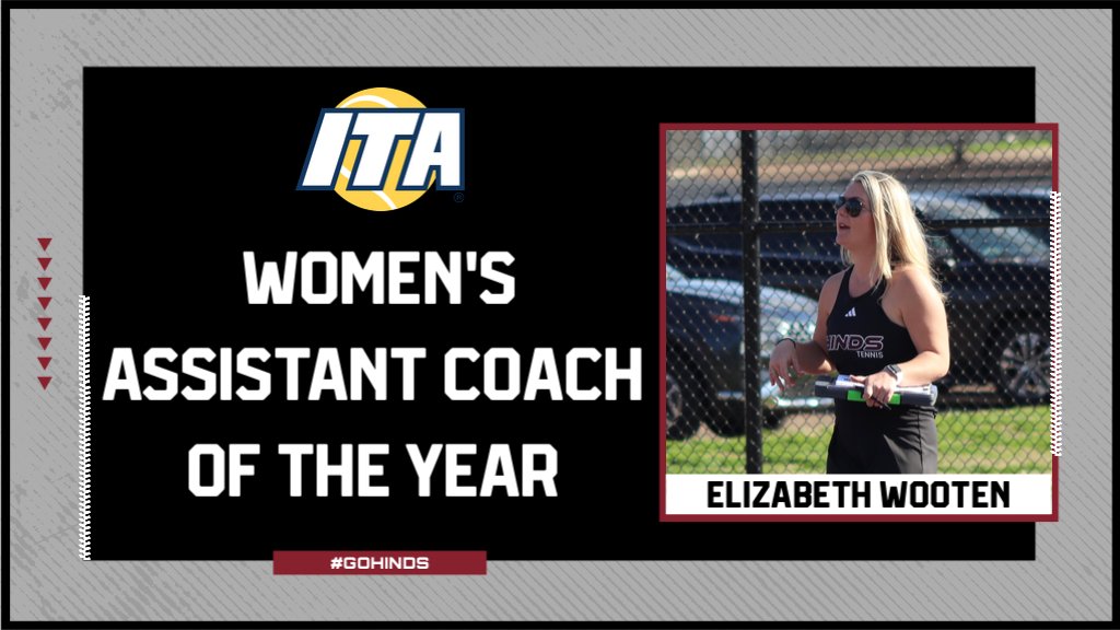 𝐈𝐓𝐀 𝐖𝐨𝐦𝐞𝐧'𝐬 𝐀𝐬𝐬𝐢𝐬𝐭𝐚𝐧𝐭 𝐂𝐨𝐚𝐜𝐡 𝐨𝐟 𝐭𝐡𝐞 𝐘𝐞𝐚𝐫 Congratulations to Assistant Tennis Coach Elizabeth Wooten on earning this prestigious award! #GoHINDS