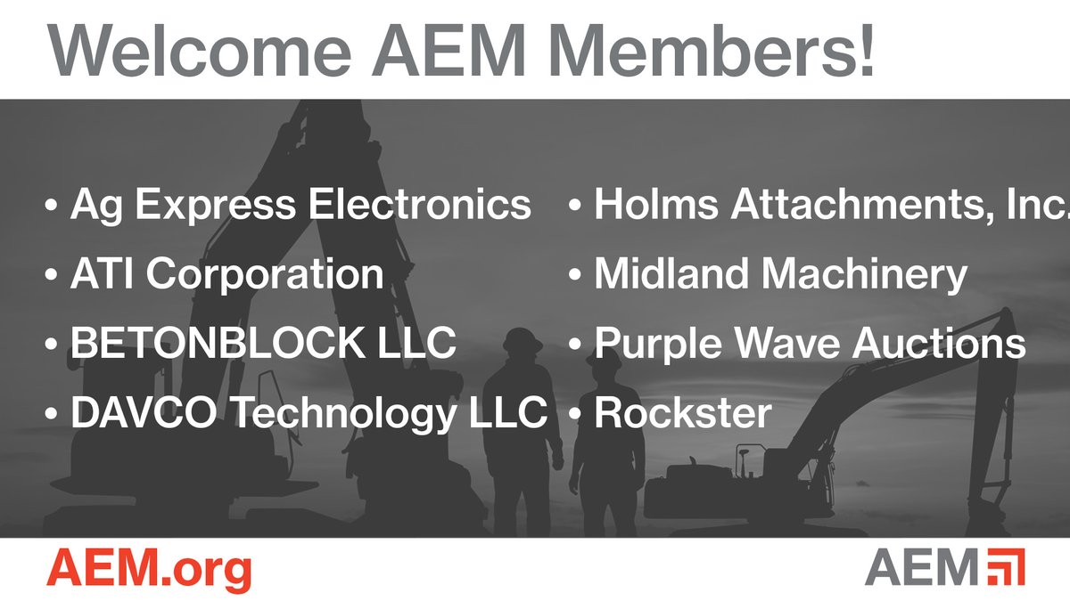 Welcome to all the new AEM members who joined the association in April! We value your support as we continue to build momentum for the equipment manufacturing industry and the customers it serves.