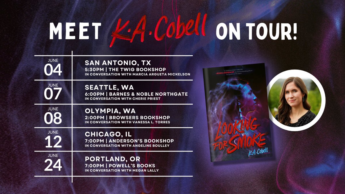 I'm so excited to announce the Looking for Smoke launch tour! Head to the link for more info about each event! kacobell.com/news