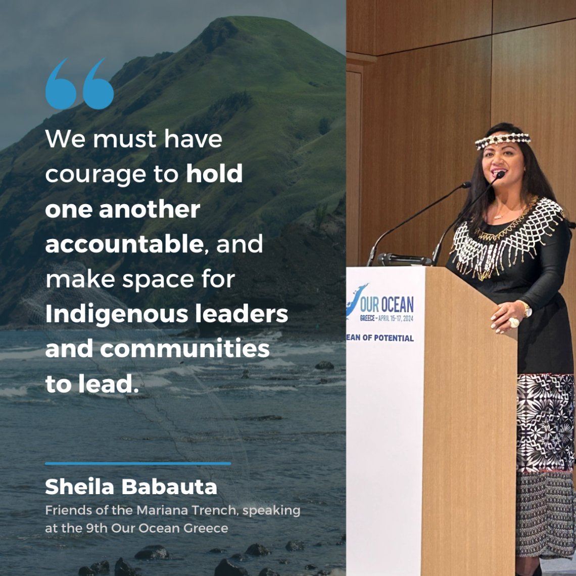 'MPAs that are designated & implemented the right way shows our deep love & respect for the ocean. We must have courage to hold one another accountable & make space for Indigenous leaders & communities to lead.” -@FriendsTrench's @sheilababauta speaking at @OurOceanGreece.
