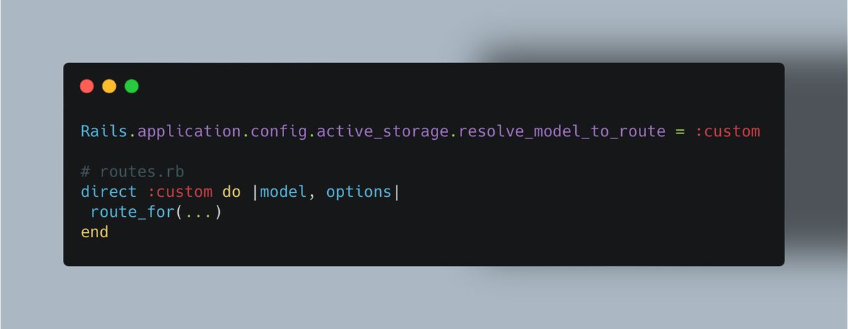 I just realized ActiveStorage's :resolve_model_to_route config can be configured with any custom url helper name, including but not limited! to `:rails_storage_proxy`