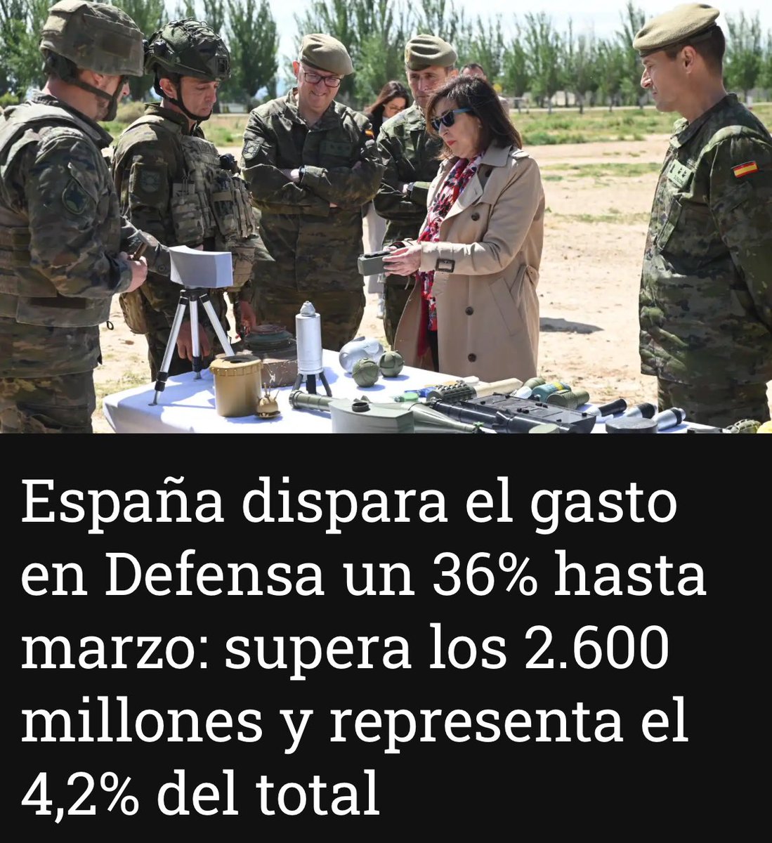 “España dispara el gasto en Defensa un 36% hasta marzo: supera los 2.600 millones” elespanol.com/edicion/202405…