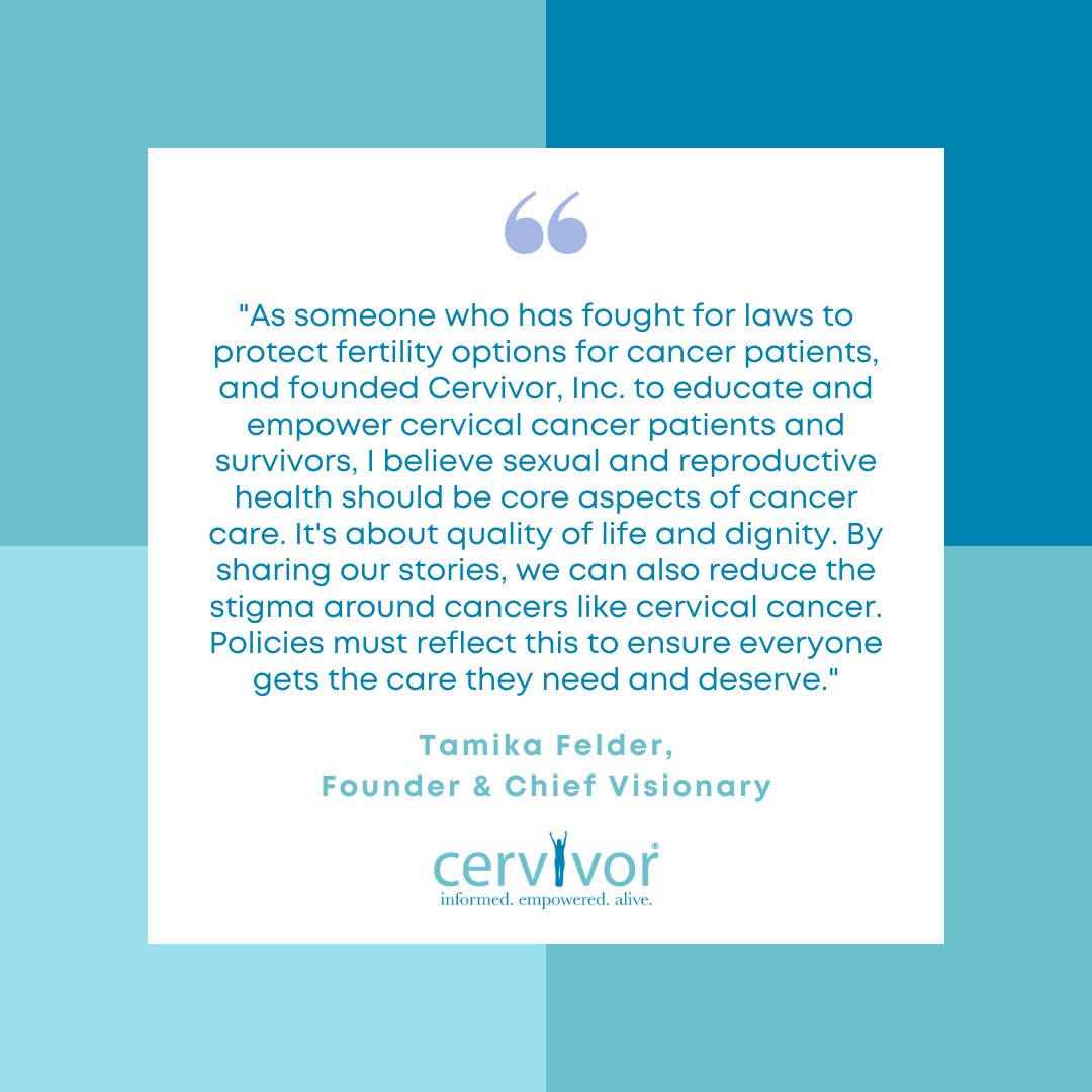 The @NCCN hosted an #Oncology #Policy summit, today, focused on how #SexualAndReproductiveHealth can impact people with #Cancer before, during, and after treatment. Founder & Chief Visionary, @tamikafelder was a featured speaker. Read more at: bit.ly/3y1wC68. #Cervivor