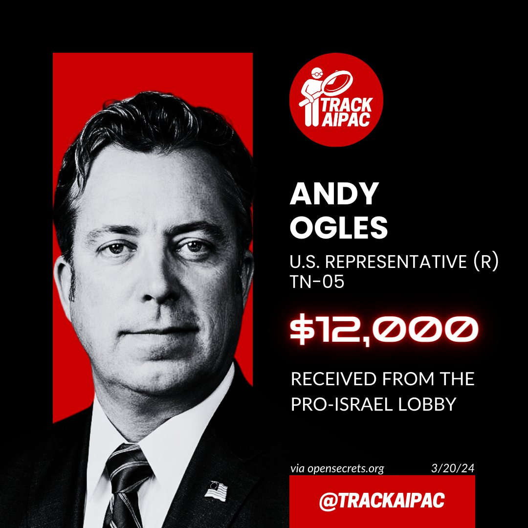 @RepOgles 🤑 Andy Ogles spewing out some Israel lobby propaganda hoping they throw a few more bucks his way. #RejectAIPAC