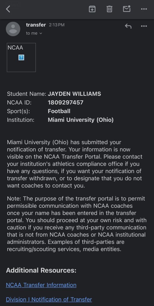 I am officially in the Portal as a Grad Transfer !!!