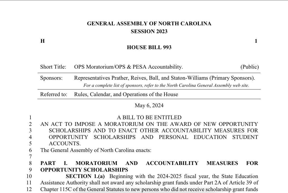 NEW: I just filed a bill to stop the expansion of taxpayer-funded private school vouchers. The NC GOP is planning to take an extra $625m away from public schools for private institutions over the next school year. Public education is on the line - we can't let this happen.