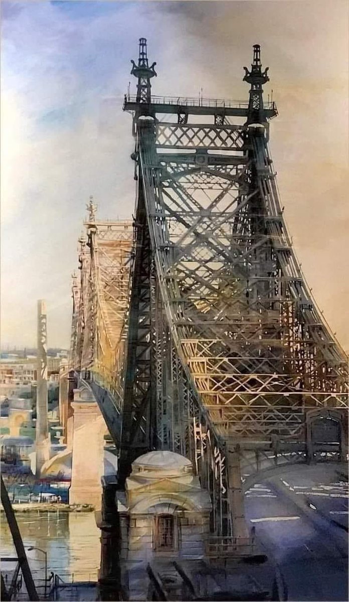 Alexander Creswell (artista finlandés, nacido en 1957)
'El puente Queensboro', 2006.
Pintura de acuarela.
Colección privada.