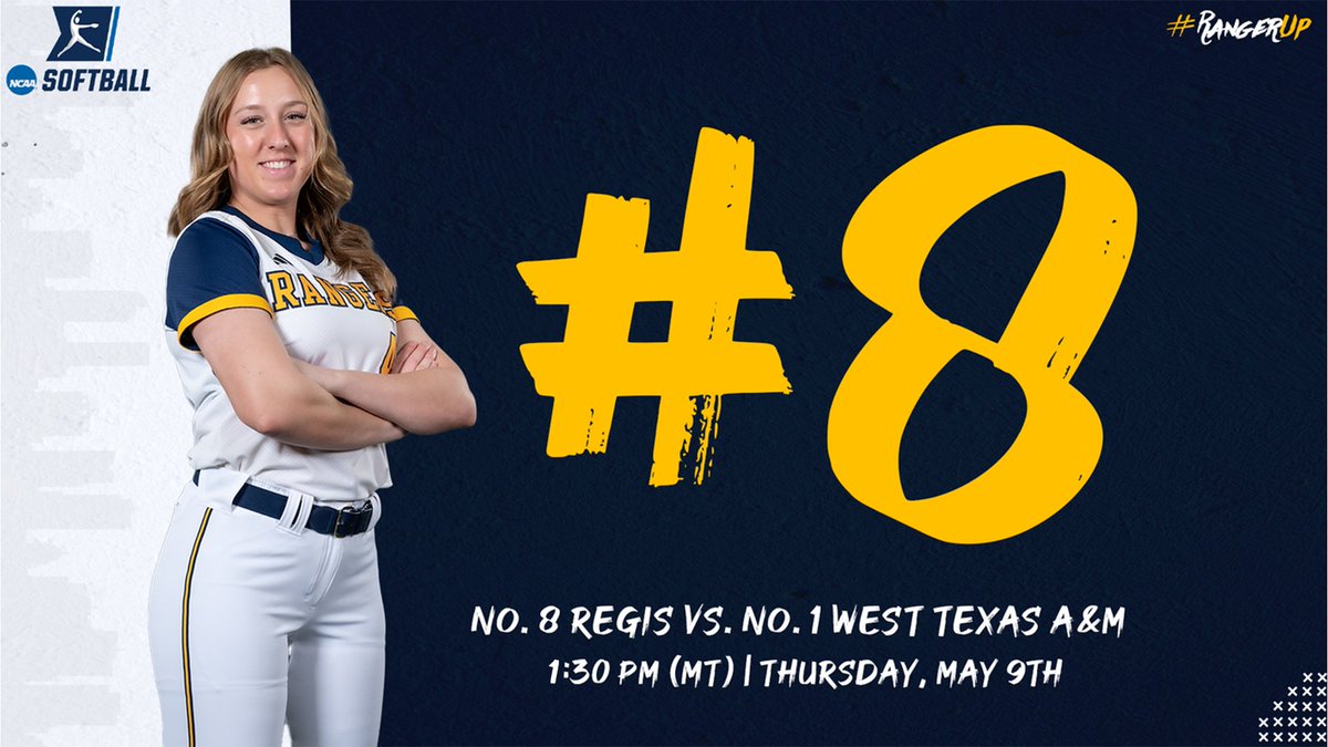 SB | Tournament Central page is created, bracket is up for the DII South Central Regional Tournament down in Canyon, TX.

Tickets go on sale Tuesday as No. 8 seed <a href="/RegisUSoftball/">Regis Softball</a> gets set to take on No. 1 seed West Texas! #RangerUp

Release 📰
regisrangers.com/news/2024/5/6/…