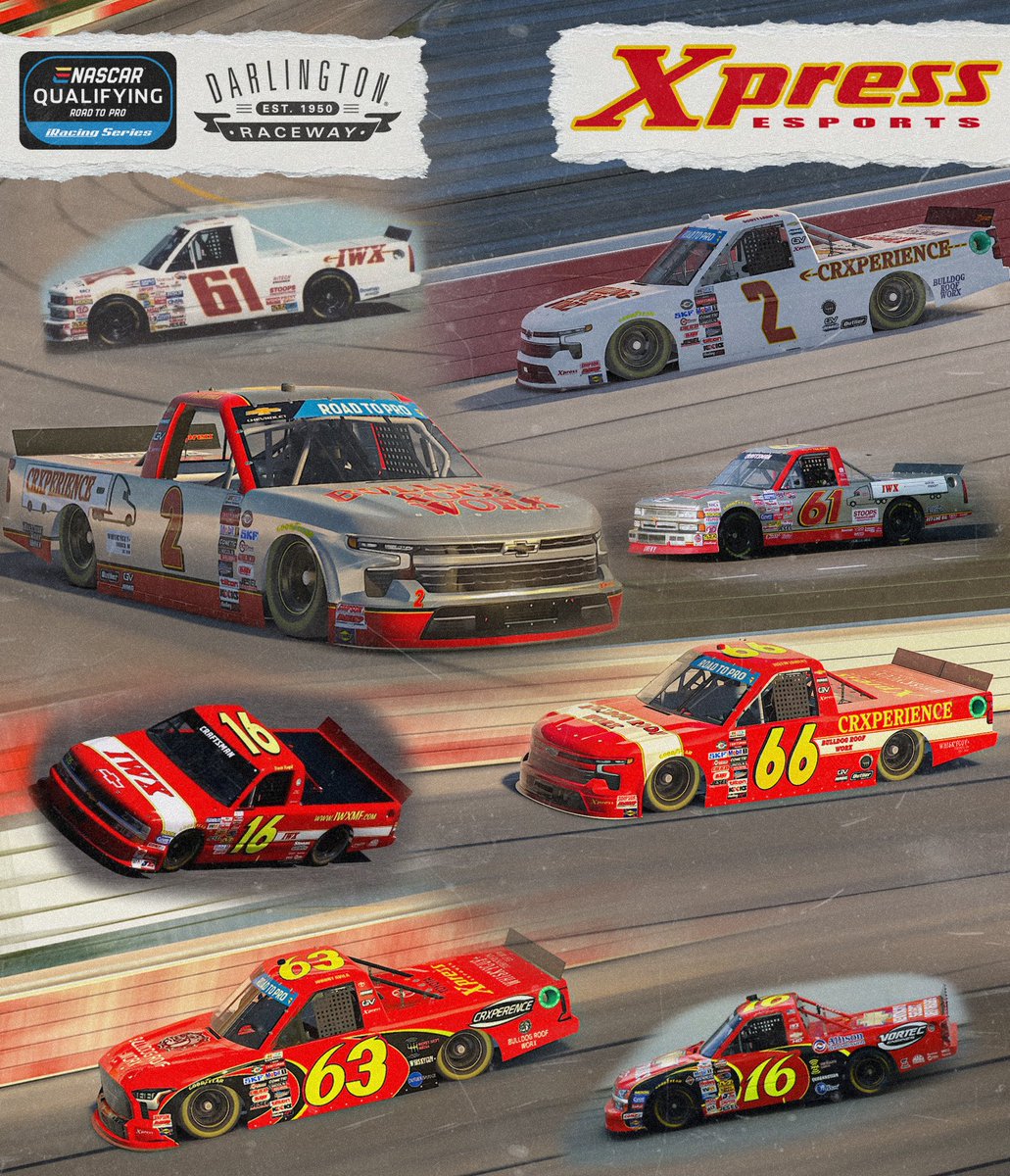 Is that Xpress eSports or is Xpress Motorsports back? That's right! Some of our team is throwing it back to the OG Xpress Motorsports paint schemes, last seen in victory lane by <a href="/MikeBliss19/">Mike Bliss</a>, <a href="/TravisKvapil/">Travis Kvapil</a>, and <a href="/rtolsmaamci/">Randy Tolsma</a>! Next will be seen in the <a href="/ENASCARGG/">NASCAR Gaming and Esports</a> RTP victory lane!