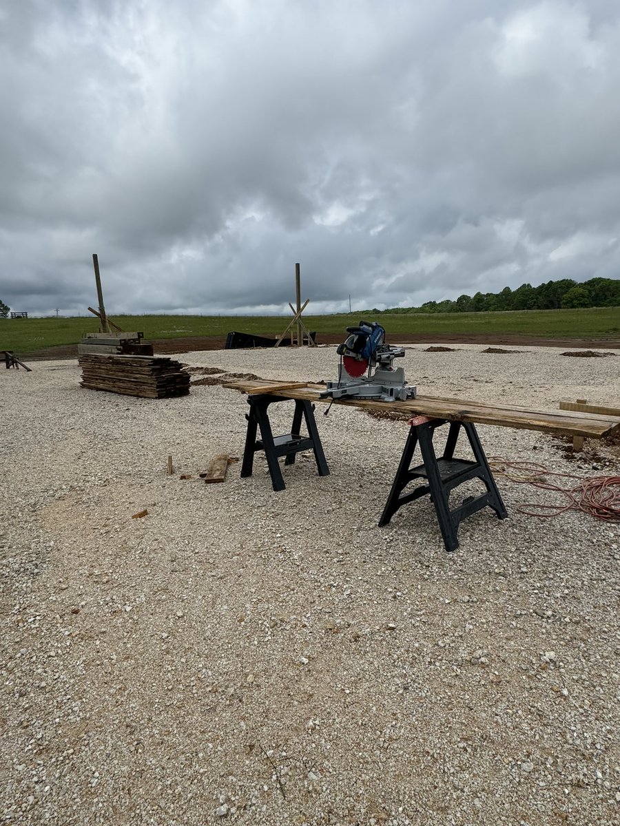 Barn update: the spot is cleared and prepped! We have lumber and some beams are about to start going up! God is truly good!! We are about ready to have some barn time along with my tractor time. Check out my new song, Tractor Time, at the link in bio! . #tractortime #newsong