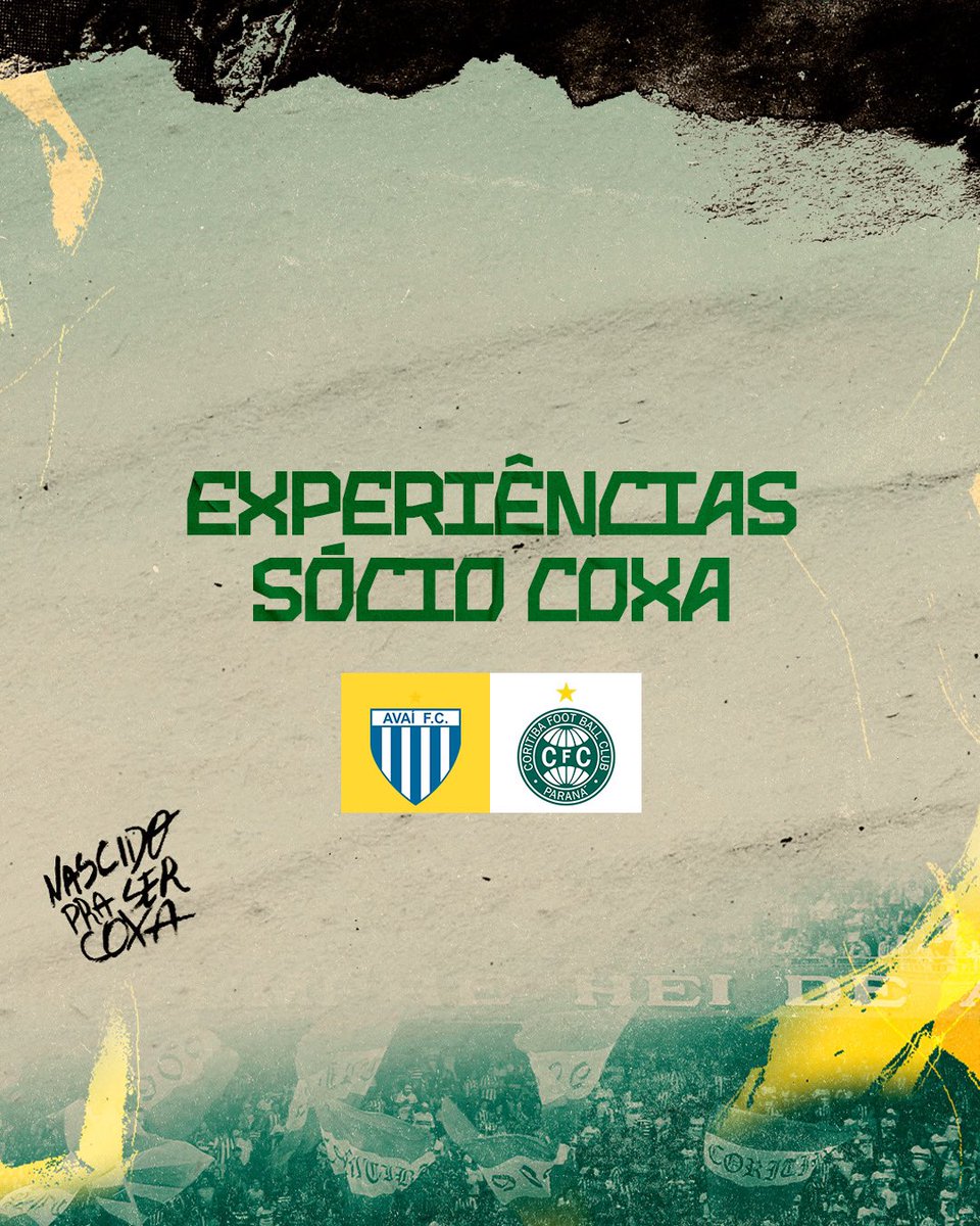 Experiências Sócio Coxa em Floripa! 🇳🇬 Amanhã, às 10h e 11h, as experiências do Sócio Coxa para Avaí x Coritiba estarão disponíveis no Goleada: ingressos para toda a torcida no Goleada e Vagas nos Mascotinhos. Também teremos ingressos para Sócio Coxa residente em Florianópolis.