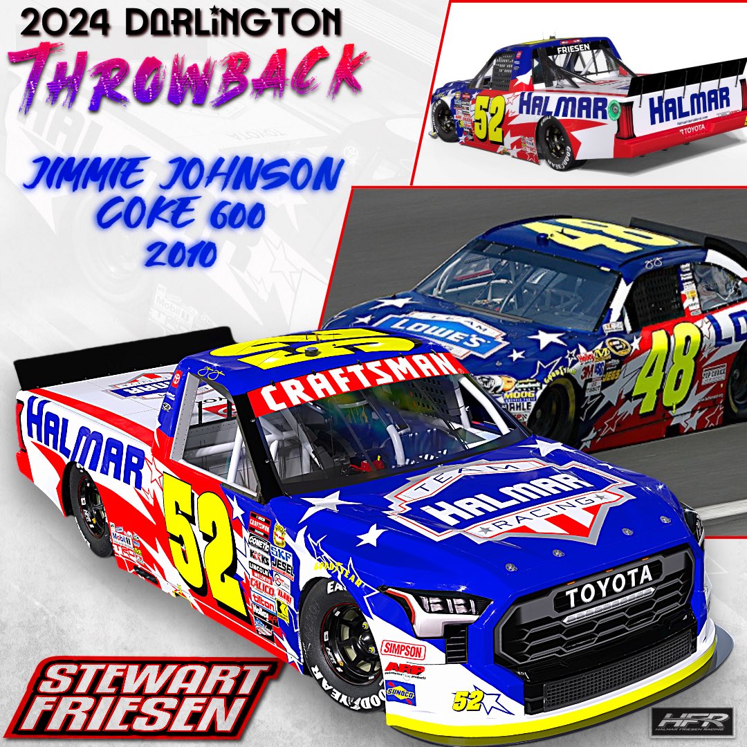 Connor Larsen was a @JimmieJohnson fan growing up, so we are 𝙩𝙝𝙧𝙤𝙬𝙞𝙣𝙜 𝙞𝙩 𝙗𝙖𝙘𝙠 to Jimmie’s 2010 Coke 600 paint scheme this weekend at @TooToughToTame