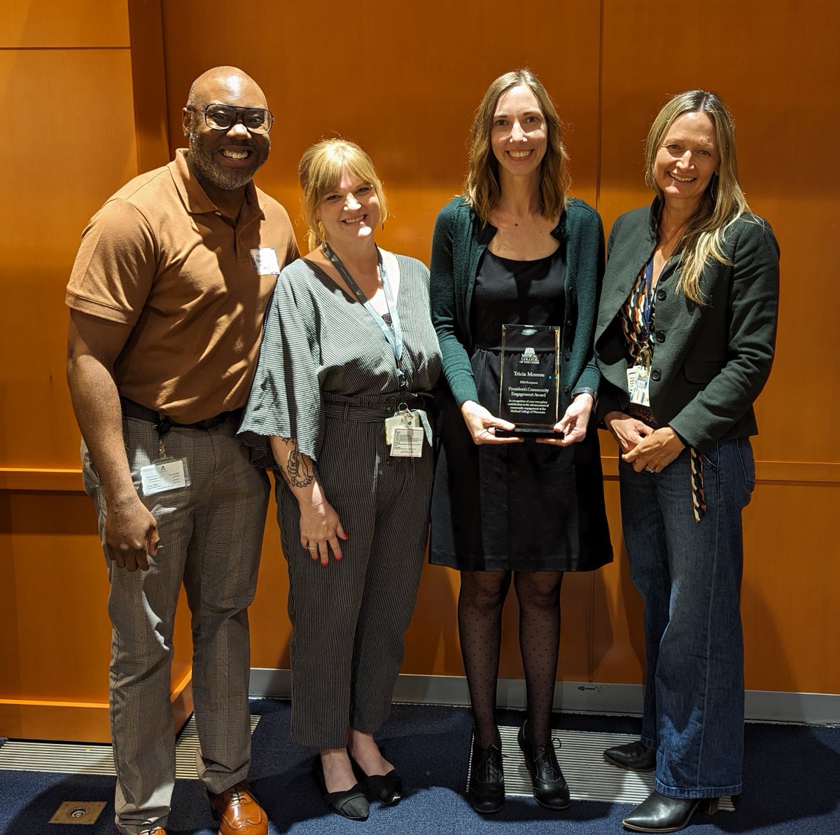 Congrats to our @MCWSuicidePrev Postvention Program Manager Tricia Monroe for receiving the MCW President's Community Engagement Award! Through her work, she helps survivors of suicide loss in MKE Co. to connect with needed supports and resources. Way to go, Tricia!