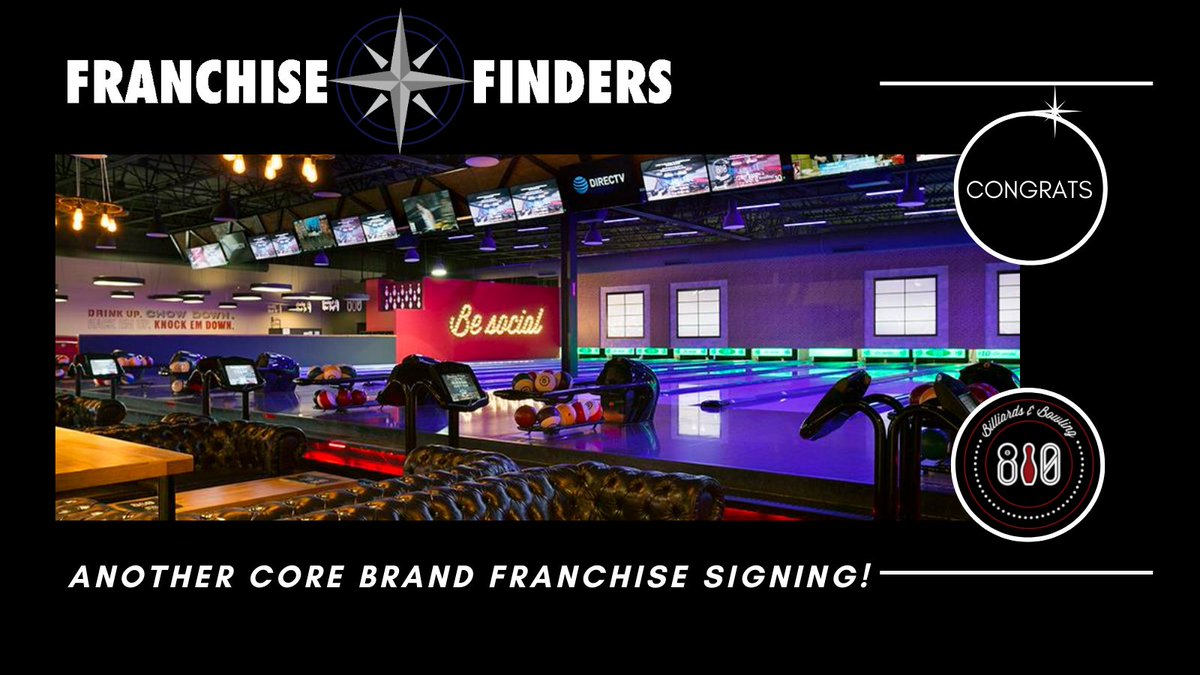 FranchFinders's tweet photo. Core Brand 810 Billiards &amp; Bowling signs agreement with a group based out of Raleigh-Durham Metro in NC. 5 corporate locations, 19 franchises, 7 total open with several opening this year.   #franchising https://t.co/QqCY0uQT3O