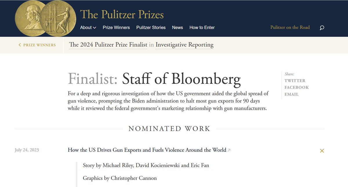 Honored and humbled to work among the best investigative journalists @business. Special thank-you to my amazing editor and mentor @jasongrotto.