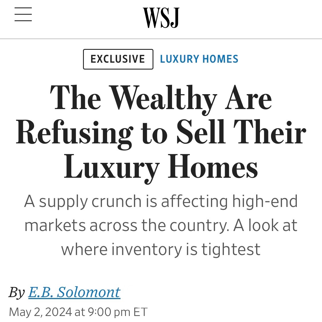IN THE NEWS: WSJ EXCLUSIVE

The Wealthy Are Refusing to Sell Their Luxury Homes

wsj.com/real-estate/lu…

Kristen Routh-Silberman
DRE# S.0074661

#wsj #vegasluxuryrealestate #ellimanagents #ellimannevada #douglaselliman #douglasellimanrealestate #luxuryrealestate #luxurylifestyle