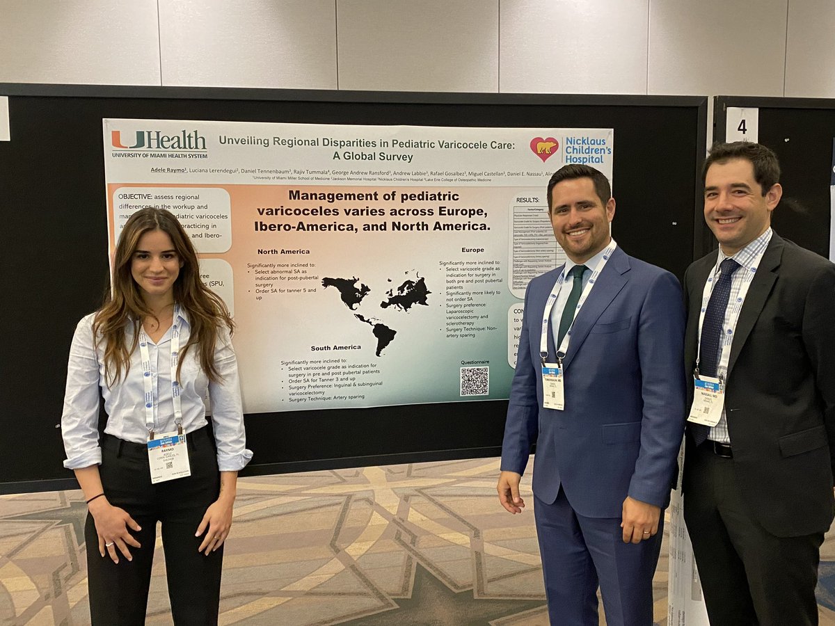 Daniel Nassau (@nassau_md) on Twitter photo Also - extremely proud of our star med students <a href="/AdenSwayze/">Aden Swayze</a> + <a href="/MedStudentAdele/">Adele Raymo</a> on great presentations at their first #AUA24!
Thanks to fellows <a href="/DMTbaum/">Daniel Tennenbaum 🎗️</a> + <a href="/Lulilerendegui/">Luciana Lerendegui</a> and research leader <a href="/alam_alireza/">alireza alam</a> for supporting them!
<a href="/Nicklaus4Kids/">Nicklaus Children's</a> <a href="/dsui_miami_uro/">Desai Sethi Urology Institute</a> <a href="/MSMC_Miami_Uro/">Mount Sinai Miami Beach Urology</a> Also - extremely proud of our star med students <a href="/AdenSwayze/">Aden Swayze</a> + <a href="/MedStudentAdele/">Adele Raymo</a> on great presentations at their first #AUA24!
Thanks to fellows <a href="/DMTbaum/">Daniel Tennenbaum 🎗️</a> + <a href="/Lulilerendegui/">Luciana Lerendegui</a> and research leader <a href="/alam_alireza/">alireza alam</a> for supporting them!
<a href="/Nicklaus4Kids/">Nicklaus Children's</a> <a href="/dsui_miami_uro/">Desai Sethi Urology Institute</a> <a href="/MSMC_Miami_Uro/">Mount Sinai Miami Beach Urology</a>