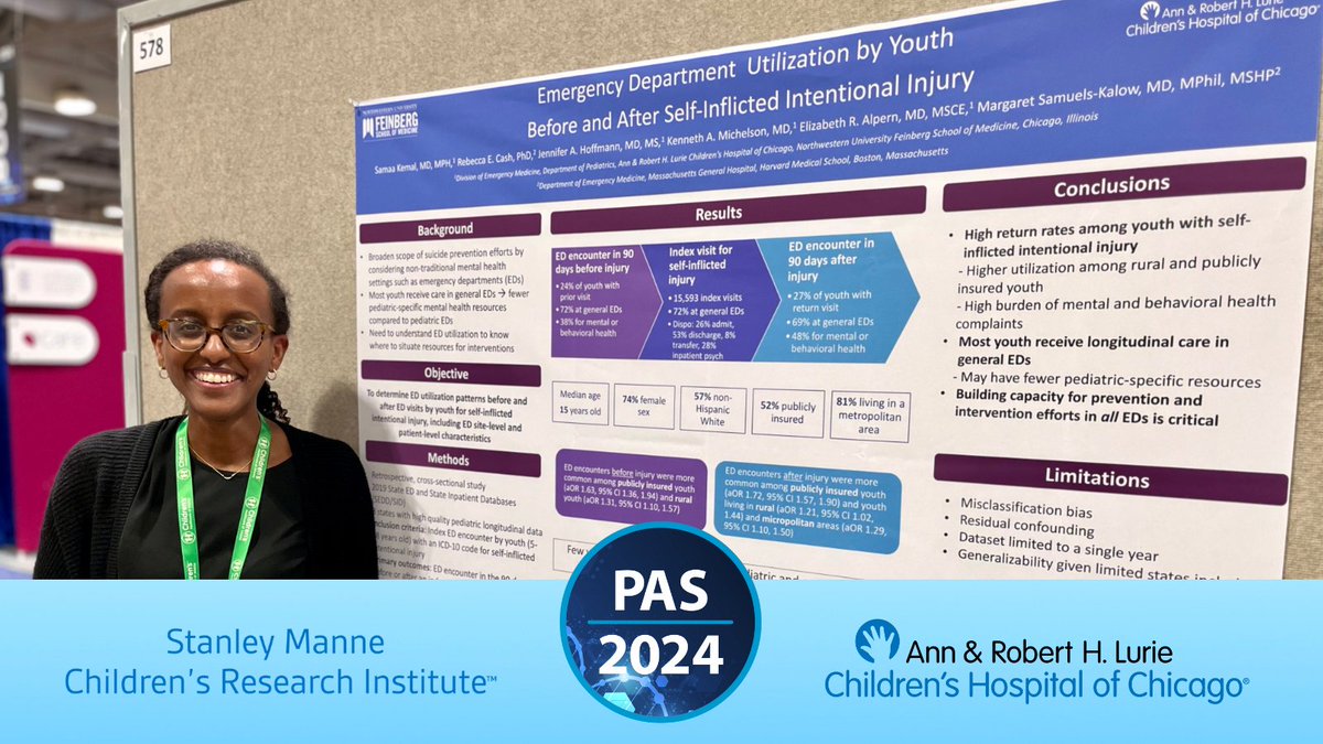Pediatric #EmergencyMedicine Fellows Elena Chen, MD, and @samaakemal, MD, MPH, presenting their posters at #PAS2024 in Toronto. @LurieChildrens @NUFeinbergMed @NUFSMPediatrics @PASMeeting